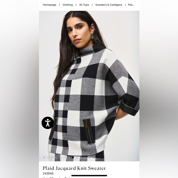 Joseph Ribkoff Plaid jacquard knit sweater and skirt. - Picture 2 of 4